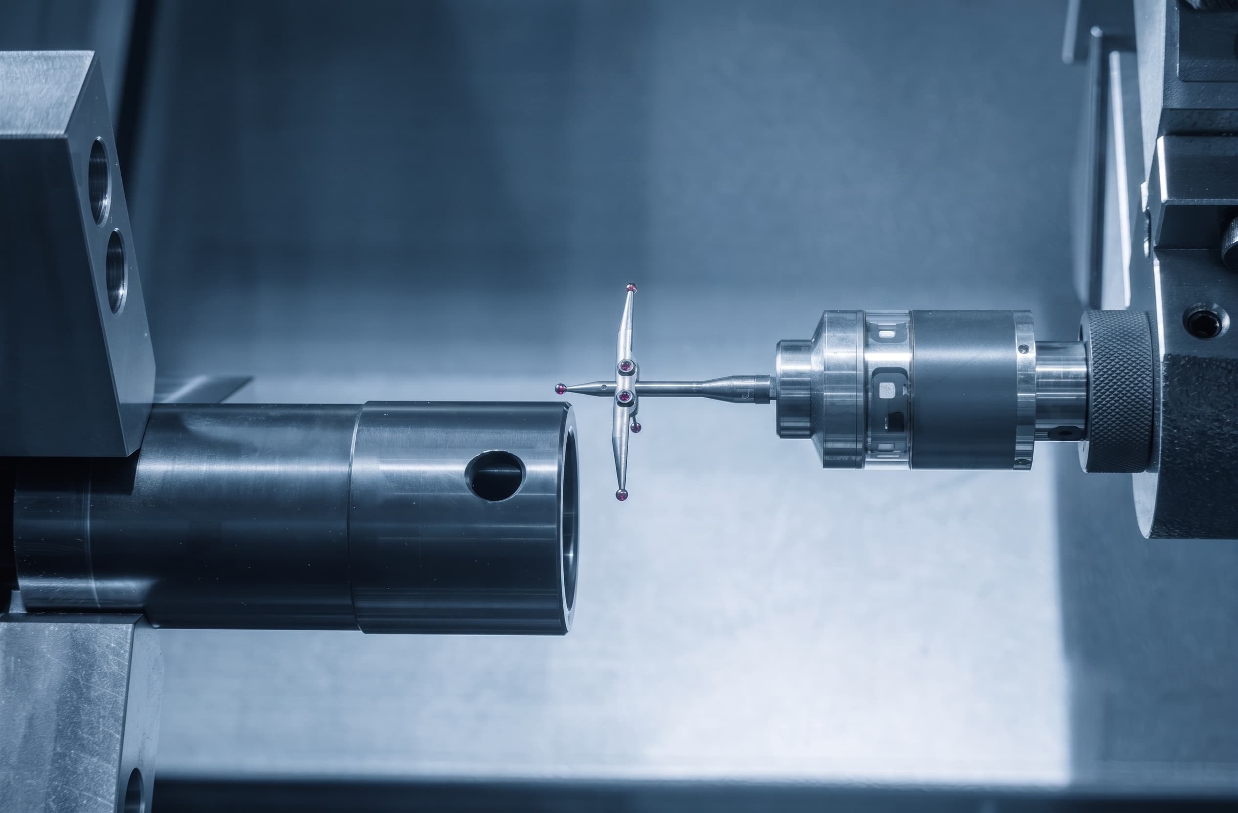 CMM probe inspecting a finished component